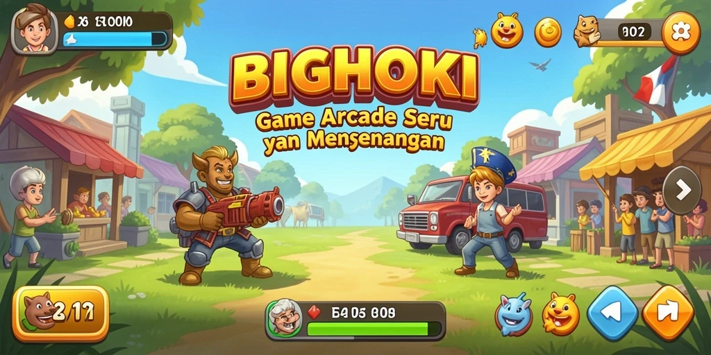 Tangkapan layar gameplay seru BIGHOKI yang penuh warna.
