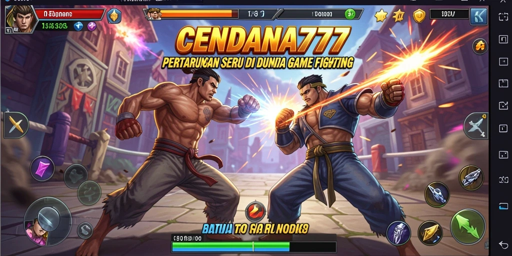 Tampilan seru pertarungan di CENDANA777 dengan karakter yang bertarung.