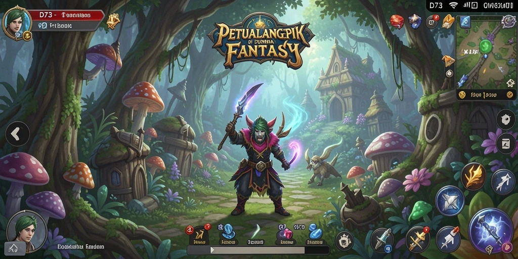 Tampilan gameplay D73 yang memukau dengan dunia petualangan.