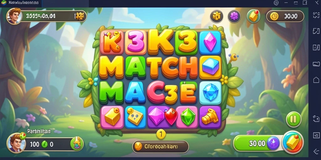 Screenshot dari gameplay K3K3 yang menampilkan aksi mencocokkan elemen Match-3.