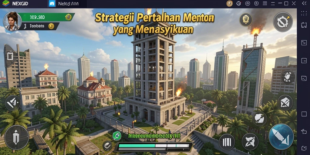 Tangkapan layar gameplay yang menampilkan strategi menara dalam NEXGID.