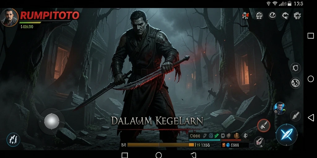Screenshot gameplay RUMPITOTO dengan suasana yang menyeramkan.