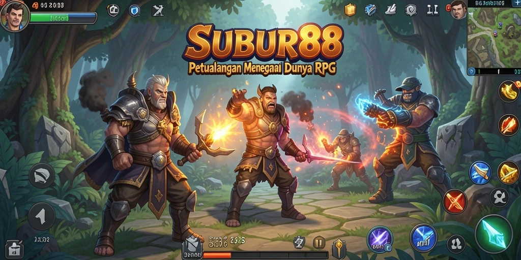 Tampilan gameplay SUBUR88 dengan karakter berpetualang di dunia fantastis.