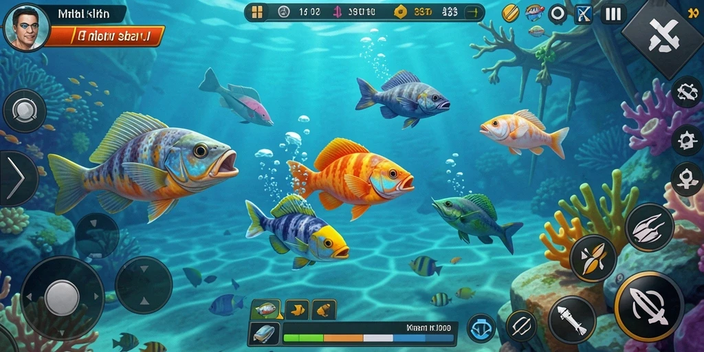 Tampilan gameplay seru dalam Y89 dengan aksi menangkap ikan.